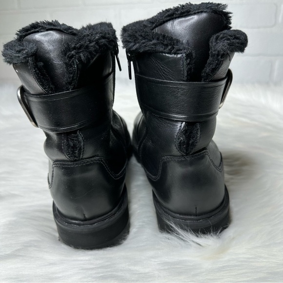 Zara Leather Buckle Faux Fur Lined Moto Boots Sz 9 - Picture 7 of 10